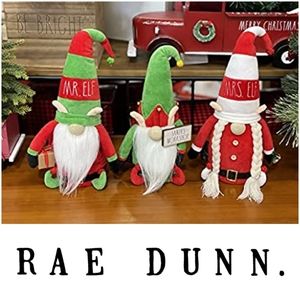 Rae Dunn Christmas Gnome Trio Stuffed Plush Elf Family Figurine Doll with Felt